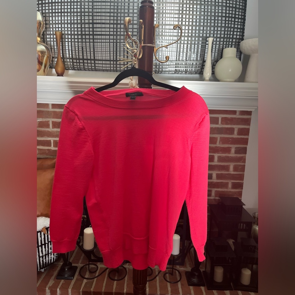 J. Crew Hot Pink Knit 3/4 sleeveTop Size: Large